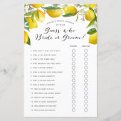 Papier Devinez qui, citron nuptiale jeux de douche (Devant)