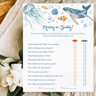 Papier Devinez qui est maman ou papa Jeu de Baby Shower C