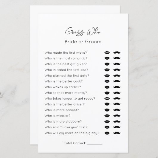 Papier Devinez qui est mariée ou la mariée-mariée ordinai (Devant / Derrière)