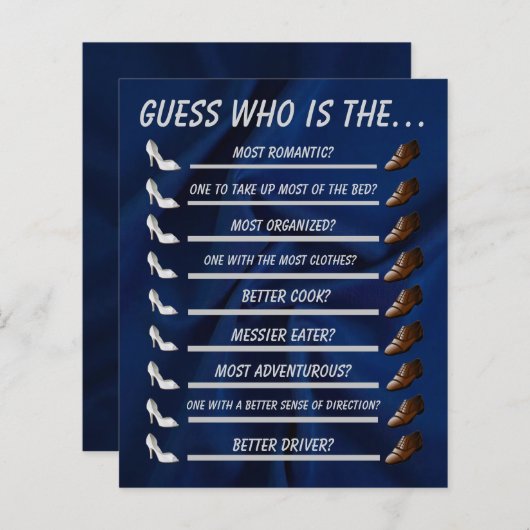 Papier Devinez qui Fête des mariées Mariage jeu (Devant / Derrière)