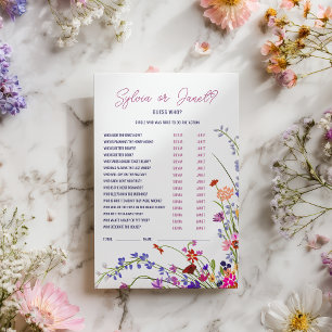 Papier Devinez qui fleur sauvage jeu de douche à nuptiale