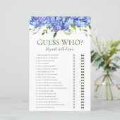 Papier Devinez qui Hortensias bleues (Debout devant)