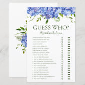Papier Devinez qui Hortensias bleues (Devant / Derrière)