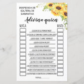 Papier Devinez qui jeu de baby shower anglais espagnol (Dos)