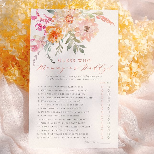 Papier Devinez qui | Jeu de Baby Shower de printemps Blus (Créateur téléchargé)