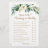 Papier Devinez Qui ? Jeu de Baby shower maman ou papa (Devant / Derrière)