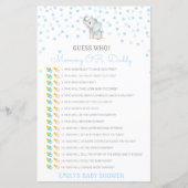 Papier Devinez qui, jeu de baby shower maman ou papa, mod (Devant)