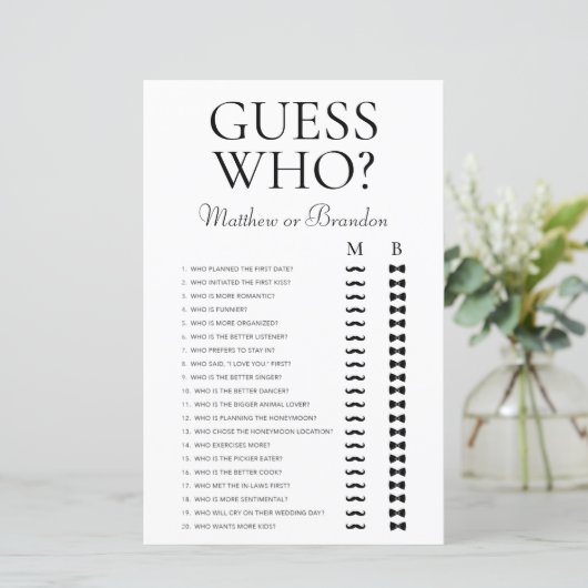 Papier Devinez qui jeu de douche LGBTQ (Debout devant)