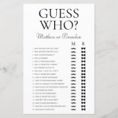 Papier Devinez qui jeu de douche LGBTQ (Devant)