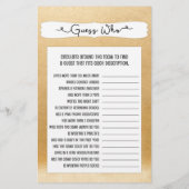 Papier Devinez qui + jeux de téléphone, douche nuptiale o (Dos)