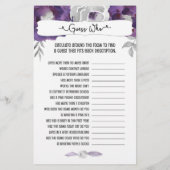 Papier Devinez qui + jeux de téléphone, violet gris flora (Dos)