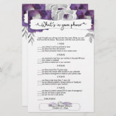 Papier Devinez qui + jeux de téléphone, violet gris flora (Devant / Derrière)