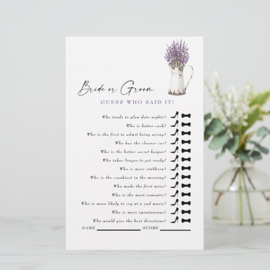 Papier Devinez Qui L'A Dit ? Fête des mariées rustique La (Debout devant)