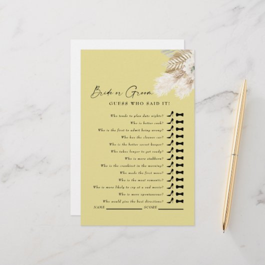 Papier Devinez Qui L'A Dit ? Jeu de douche Jaune Pampas (Devant/Arrière en situation)