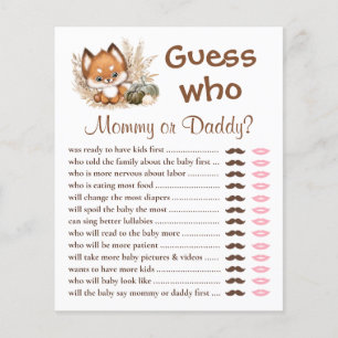 Papier Devinez Qui Maman Ou Papa Baby shower Automne Jeu