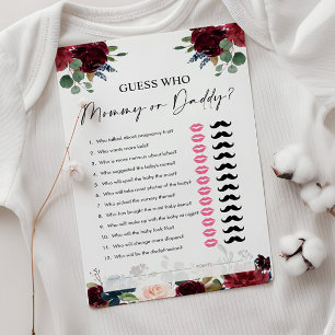 Papier Devinez qui, maman ou papa, Baby shower Boho jeu