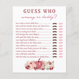 Papier Devinez Qui Maman Ou Papa Baby shower Citrouille J