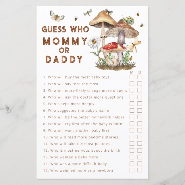 Papier Devinez qui maman ou papa Baby shower de champigno (Devant)