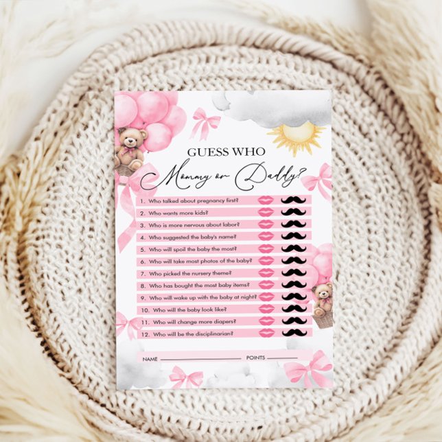 Papier Devinez qui, maman ou papa, Baby shower ours jeu (Créateur téléchargé)
