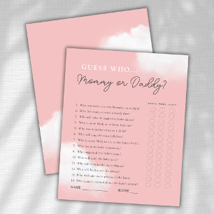 Papier Devinez qui maman ou papa fille Baby shower jeu