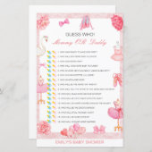 Papier Devinez qui, maman ou papa jeu de Baby shower (Devant / Derrière)