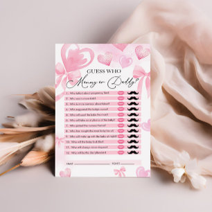 Papier Devinez qui, maman ou papa, jeu de Baby shower car