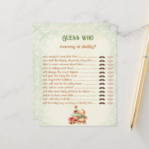 Papier Devinez Qui Maman Papa Classique Baby shower Jeu