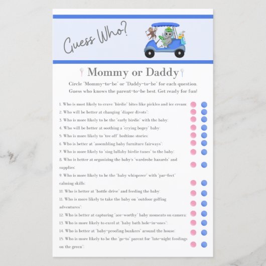 Papier Devinez Qui Maman Papa Elephant & Monkey Golf (Devant)