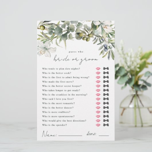 Papier Devinez qui marié ou groom jeu de douche (Debout devant)