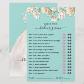 Papier Devinez qui marié ou groom jeu de douche (Devant / Derrière)