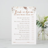 Papier Devinez qui marié ou groom - Jeu Floral en terre c (Debout devant)