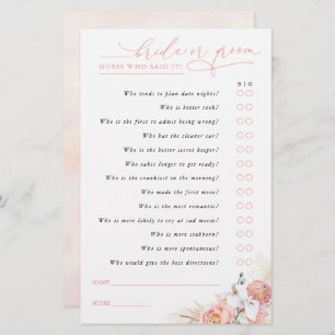 Papier Devinez qui marié ou la chambre - Pampas Grass Gam