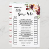 Papier Devinez Qui Marsala Fleurs Fête des mariées Jeu (Devant / Derrière)