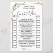 Papier Devinez qui nuptiale douche anglais jeu espagnol (Devant)