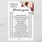 Papier Devinez qui nuptiale douche anglais jeu espagnol (Dos)