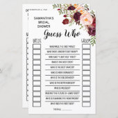 Papier Devinez qui nuptiale douche anglais jeu espagnol (Devant / Derrière)