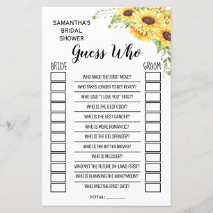 Papier Devinez qui nuptiale douche anglais jeu espagnol