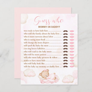 Papier Devinez Qui Porte Le Baby shower Rose Jeu