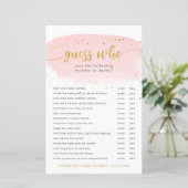 Papier Devinez qui rose aquarelle + or baby shower jeu (Debout devant)