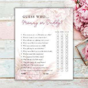 Papier Devinez Qui Rose Floral Girl Baby shower jeu