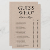 Papier Devinez Qui Rustic LGBTQ Fête des mariées Jeu (Devant / Derrière)