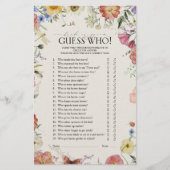 Papier Devinez Qui Rustique Pressé Floral Fête des mariée (Devant)