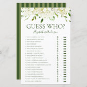 Papier Devinez Qui White Hydrangeas Fête des mariées Jeu (Devant / Derrière)