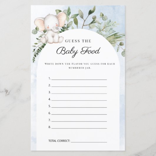 Papier Devinez The Baby Food Boy Blue Baby shower Jeu (Devant)