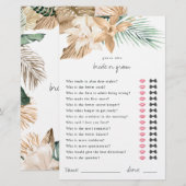 Papier Devinez Tropical Qui Marient ou Groom Douche Jeu (Devant / Derrière)