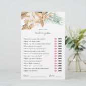 Papier Devinez Tropical Qui Marient ou Groom Douche Jeu (Debout devant)