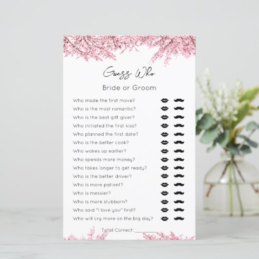 Papier Devinez Who-Bride ou Groom-Blossom Bridal ShowerGa (Debout devant)