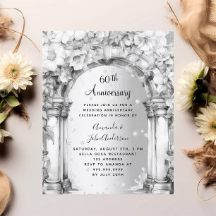 Papier Diamant floral 60e anniversaire mariage invitation