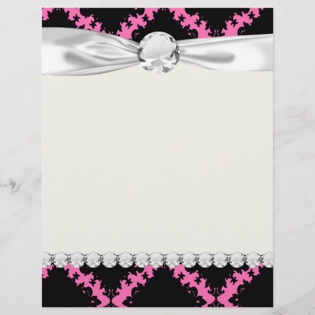 Papier diamant noir rose chaud mod damé (Devant)