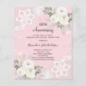 Papier Diamant rose 60e anniversaire mariage invitation (Devant)